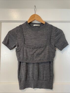 Sandy Liang Gray Layered Sweater Tee